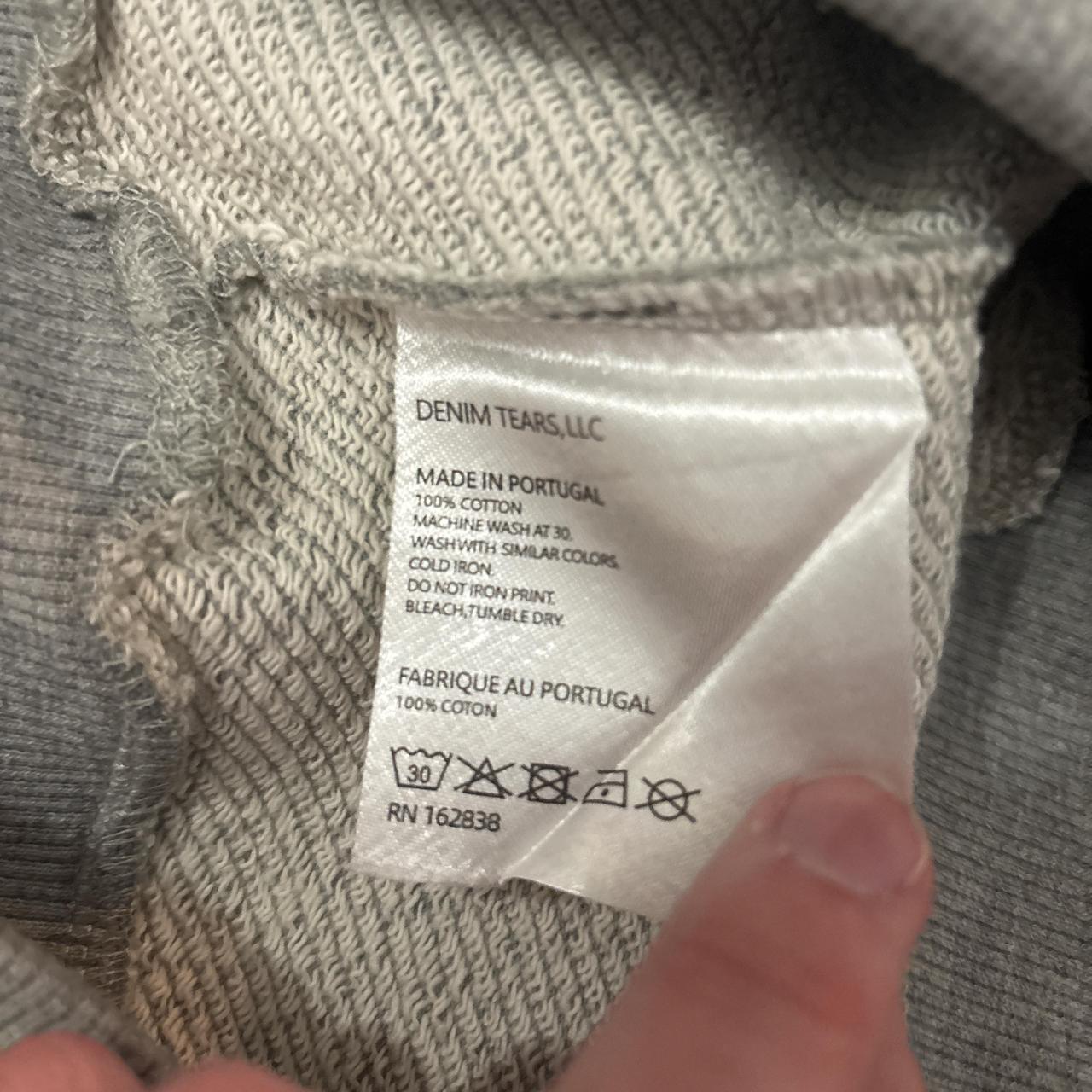 Grey Denim Tear Cotton Wreath Hoodie